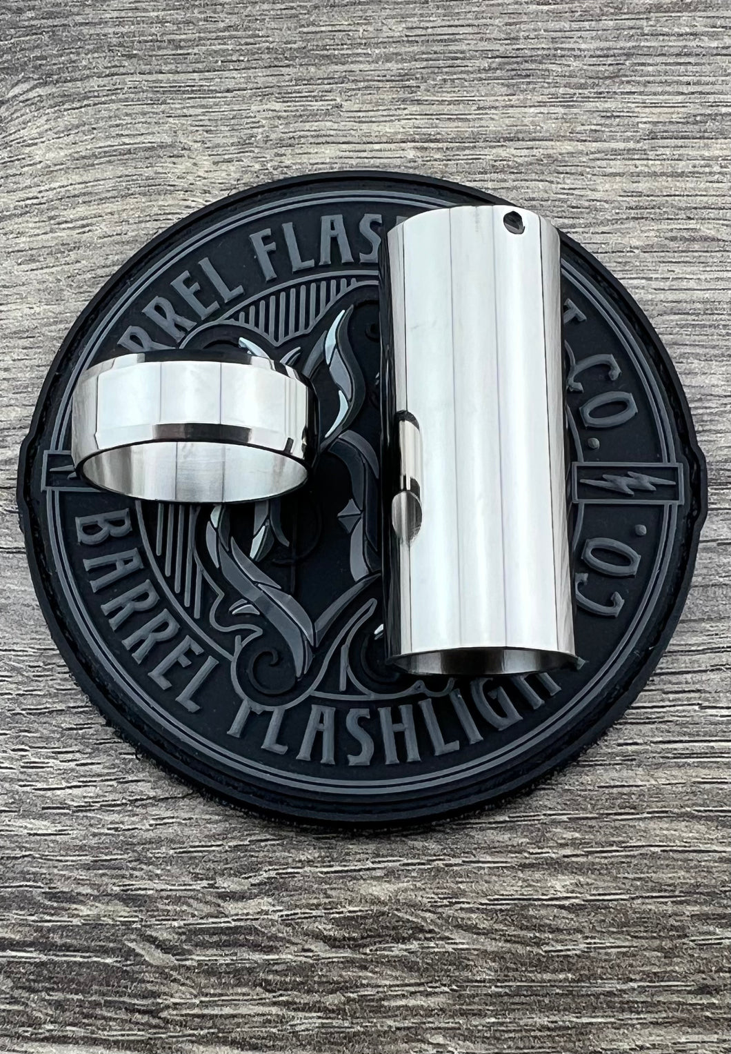 Polished Titanium Barrel Ring and Sleeve Set