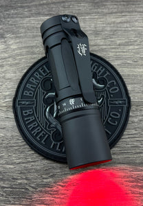 Barrel Non Vented Aluminum Birdcage Black Cerakote Dragon Driver with Red Secondary. Black Cerakote Turret Ring and BF logo Clip.