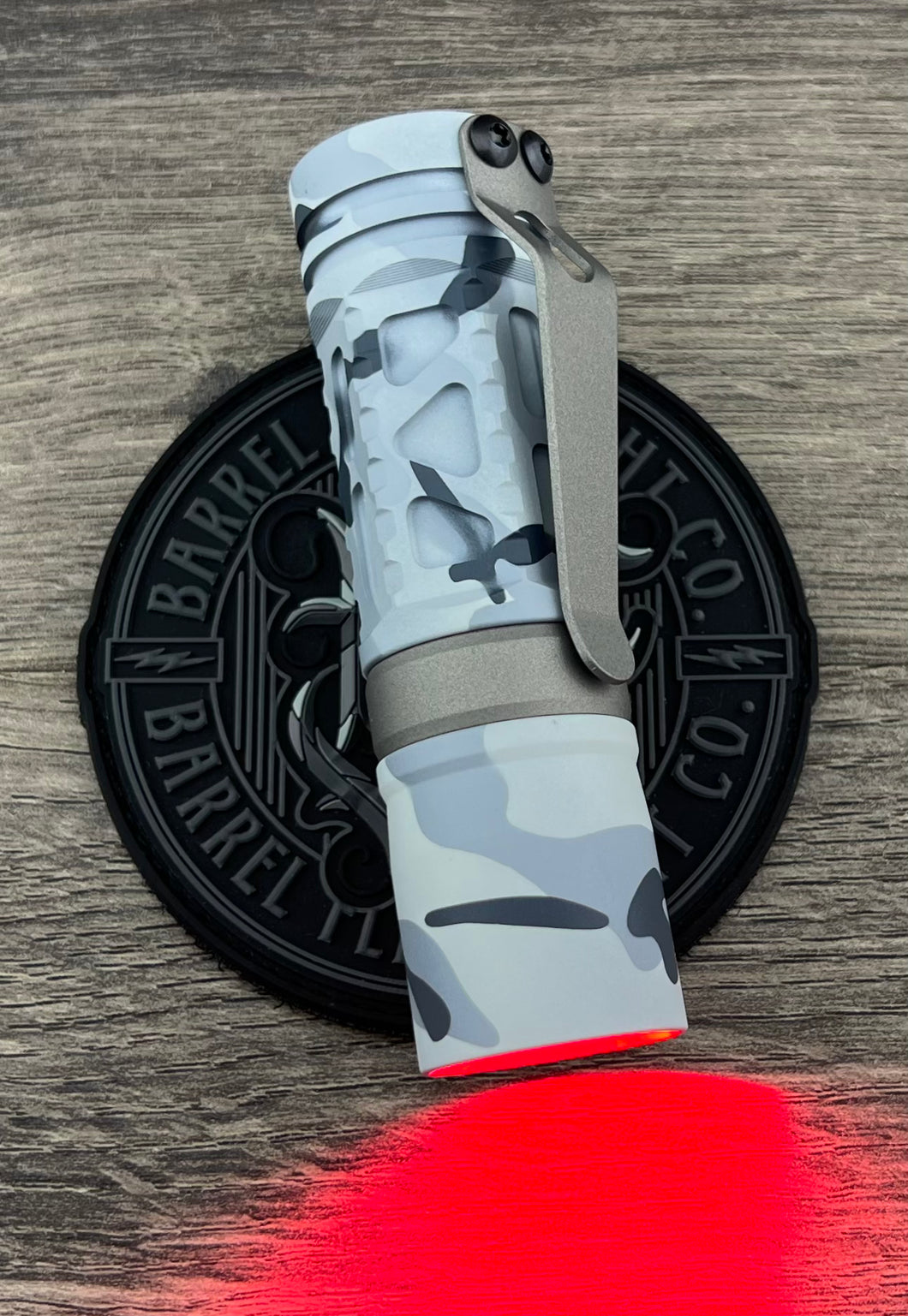 Barrel 6 Picatinny Non Vented Aluminum Rail Alpine MultiCam Dragon Driver with Red Secondary. Gray Cerakote Ring and Clip.