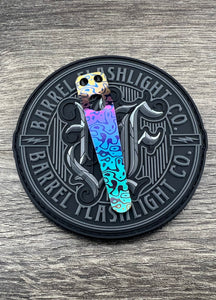 Laser Anodized Rainbow Swirl Titanium Barrel Standard Bent Clip
