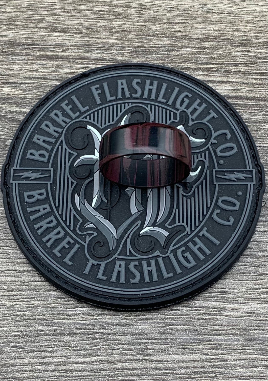 Ebonite Polished Barrel Ring, Black and Mauve